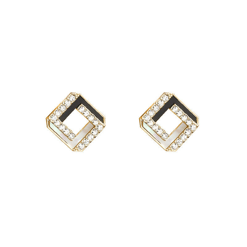 S925 Silver Needle Temperament Simple Mother-of-pearl Micro-inlaid Zircon Earrings-Jewearrings