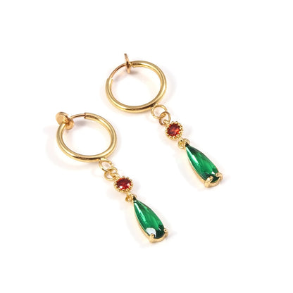 Emerald Earrings Ear Clips Child Role Playing Jewelry Accessories Gift-Jewearrings