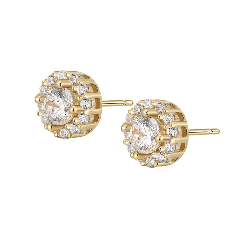 Sterling Silver Earrings With Diamonds Two-tone Zircon Earrings-Jewearrings