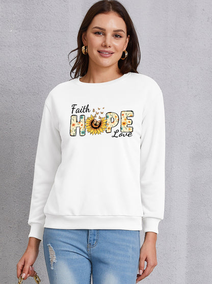 FAITH HOPE LOVE Round Neck Sweatshirt-Jewearrings