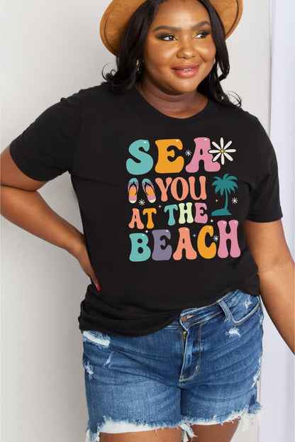 Simply Love Full Size SEA YOU AT THE BEACH Graphic Cotton Tee-Jewearrings