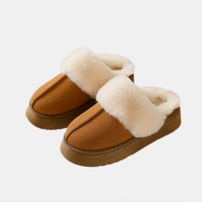 Center-Seam Furry Chunky Platform Slippers-Jewearrings