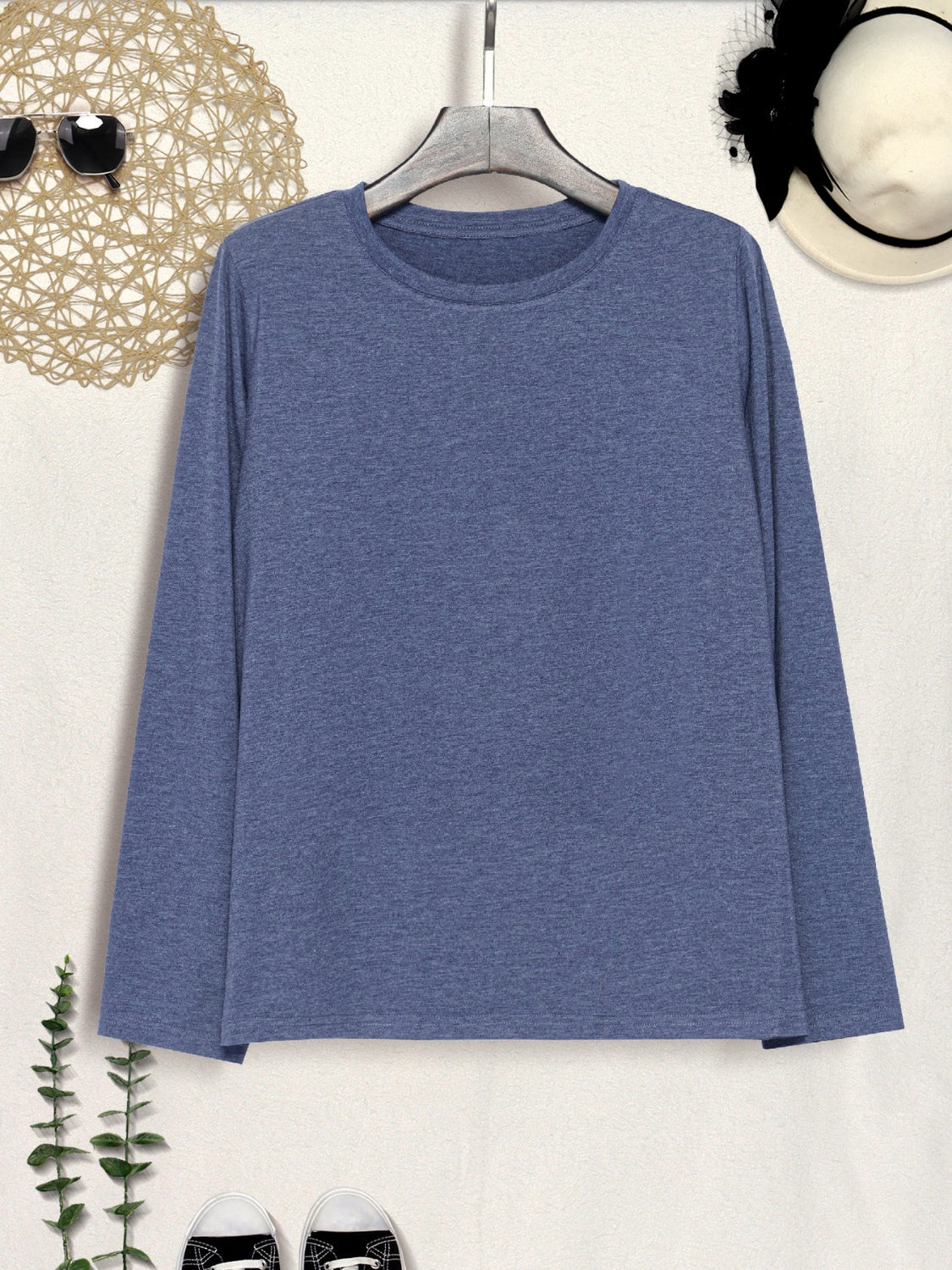 Round Neck Long Sleeve T-shirt-Jewearrings