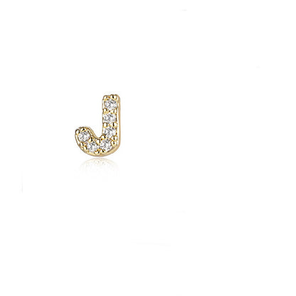 925 Silver Needle English Letter Stud Earrings-Jewearrings