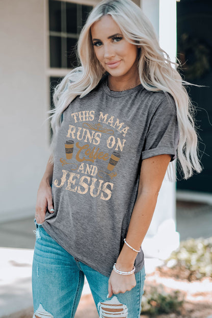 Slogan Graphic Round Neck Tee-Jewearrings