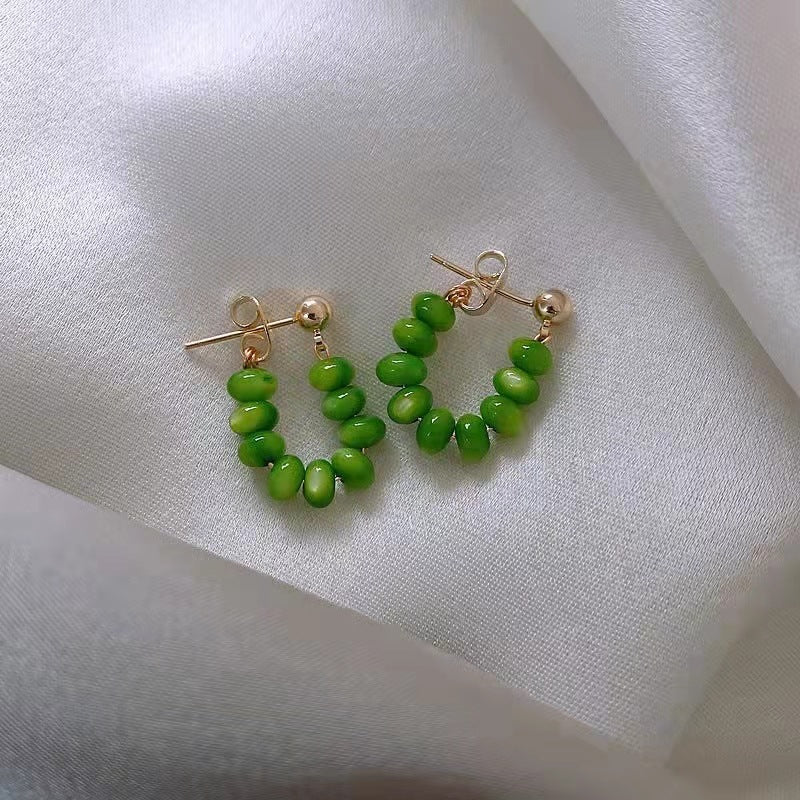 Niche Design Green Opal Stud Earrings-Jewearrings