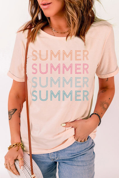 SUMMER Cuffed Round Neck Tee-Jewearrings