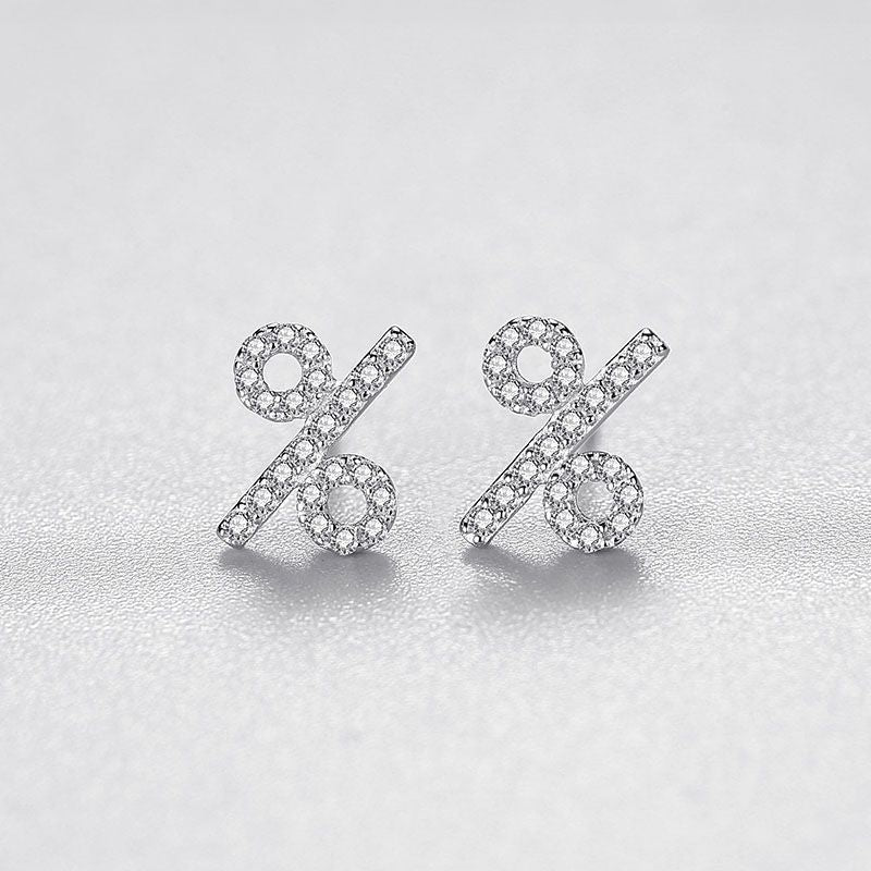 S925 Sterling Silver Percent Size Earrings-Jewearrings