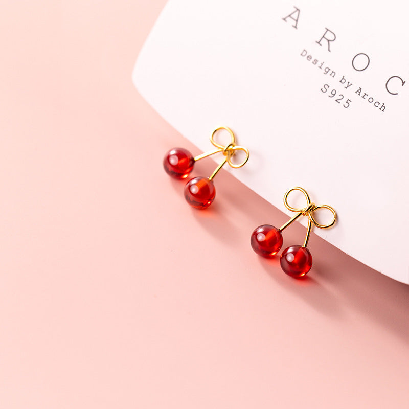 Women's Fashion Cherry Shaped Geometric Stud Earrings-Jewearrings