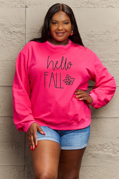 Simply Love Full Size HELLO FALL Graphic Sweatshirt-Jewearrings