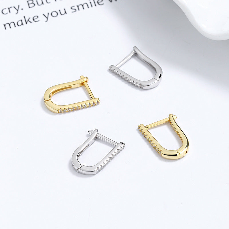 925 Sterling Silver Geometric U-shaped Earrings Women's Design Sense-Jewearrings