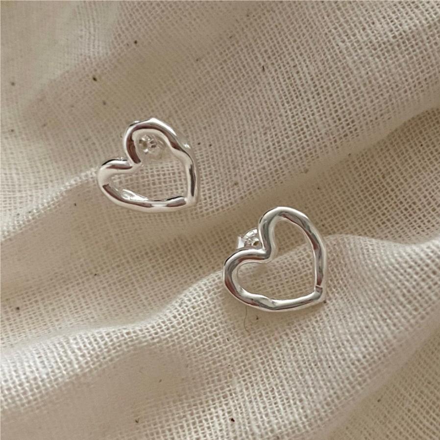 Women's S925 Sterling Silver Hollow Heart Earrings-Jewearrings