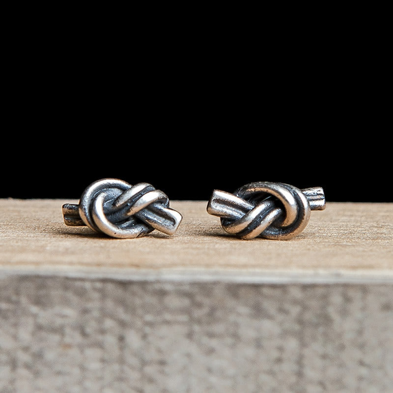 Retro 925 Sterling Silver Knotted Earrings-Jewearrings