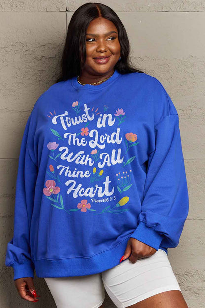 Simply Love Full Size Flower Slogan Graphic Sweatshirt-Jewearrings