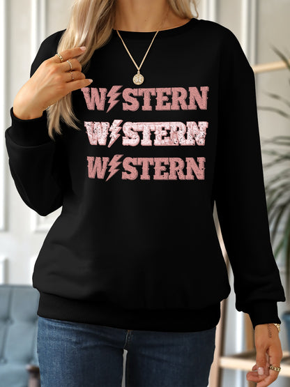 WESTERN Round Neck Dropped Shoulder Sweatshirt-Jewearrings