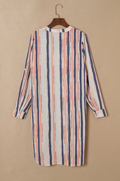 Striped High-Low Longline Shirt-Jewearrings