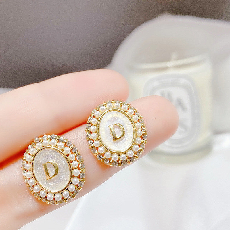 Pearl S925 Silver Needle Stud Earrings Korean Temperament Earrings-Jewearrings