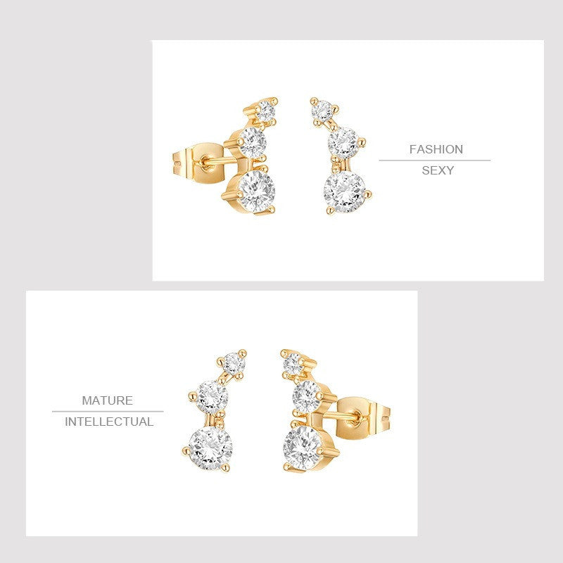 Women's Fashion Zircon Earrings Personality Sterling Silver Stud Earrings-Jewearrings