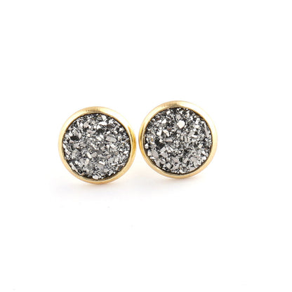 Starry Stainless Steel Water Plated Gold Stud Earrings-Jewearrings