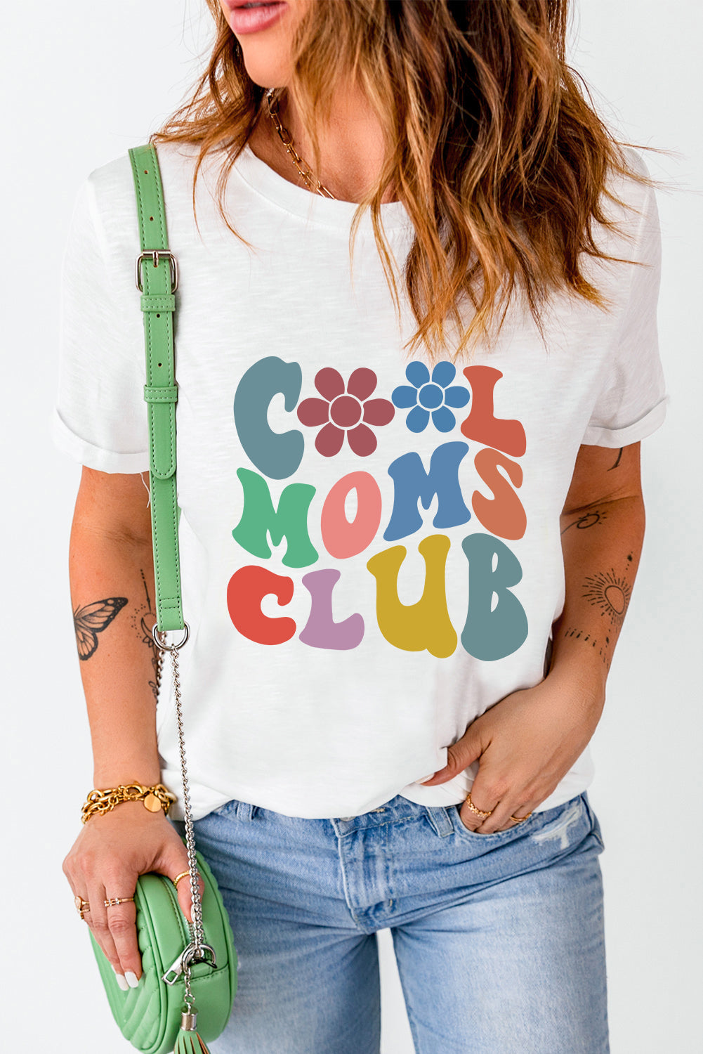 COOL MOMS CLUB Round Neck Short Sleeve T-Shirt-Jewearrings