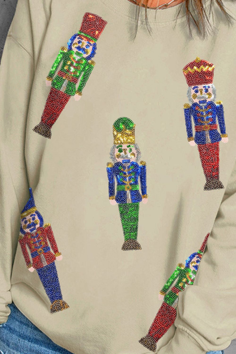 Nutcracker Sequin Dropped Shoulder Sweatshirt-Jewearrings