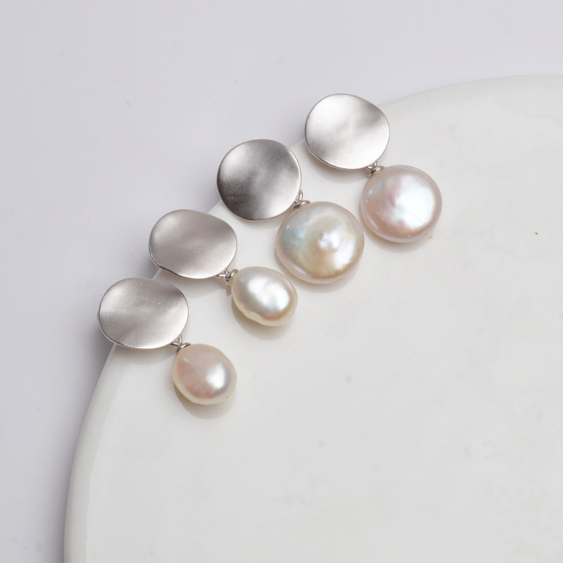 Silver Freshwater Pearl Earrings-Jewearrings