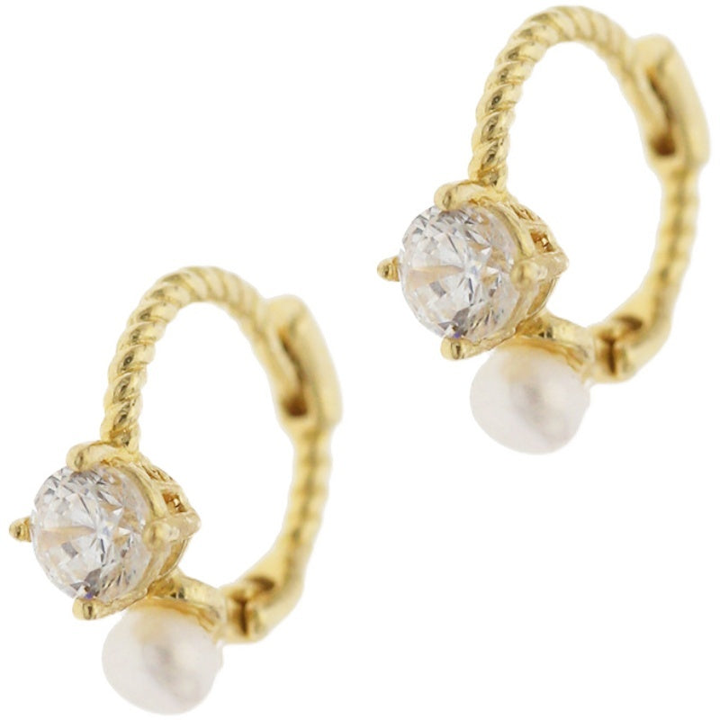 Women's Retro Circle Rhinestone Pearl Earrings-Jewearrings