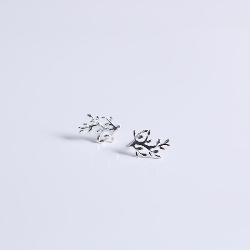 Women's Temperament Fashion Silver Tree Stud Earrings-Jewearrings