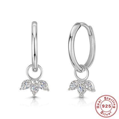 S925 Sterling Silver Petals Horse Eye Jeweled Earrings-Jewearrings