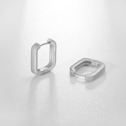 New Simple And Versatile S925 Silver Rectangular Geometric Earrings-Jewearrings