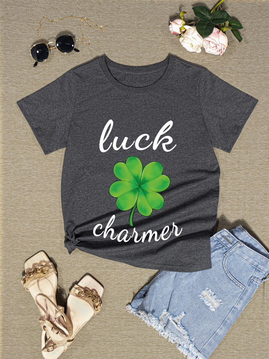 LUCK CHARMER Round Neck T-Shirt-Jewearrings