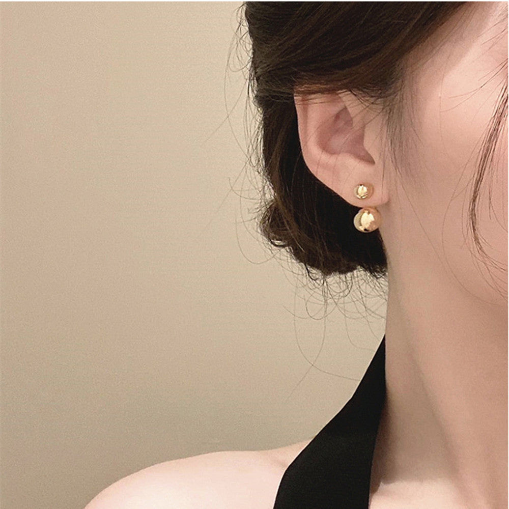 Retro Metal Ball Stud Earrings Women's All-match-Jewearrings