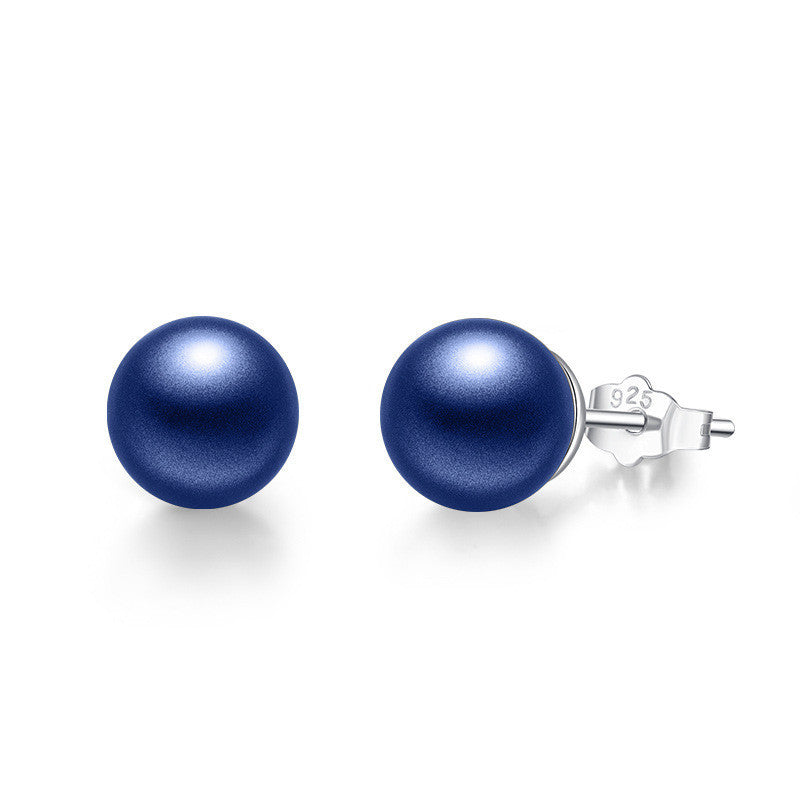 Silver Pearl Stud Earrings Women's Simple And Versatile-Jewearrings