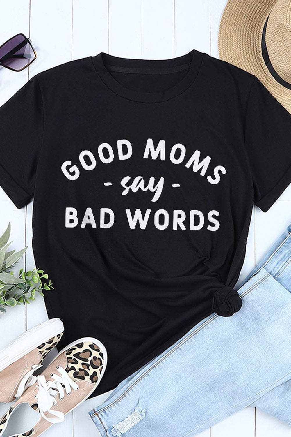 GOOD MOMS SAY BAD WORDS Graphic Tee-Jewearrings