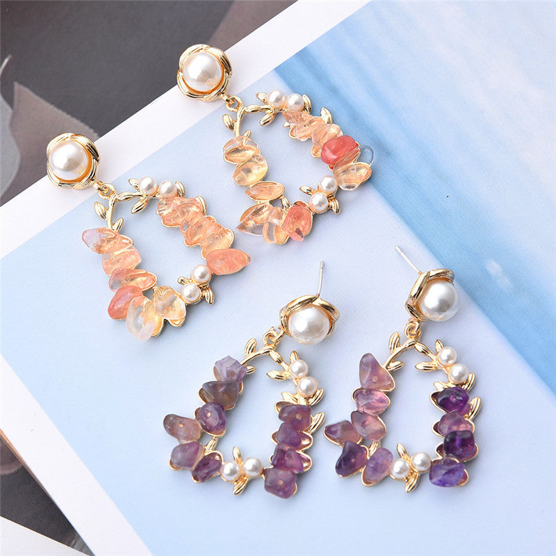 Irregular Geometry Pearl Resin Earrings-Jewearrings