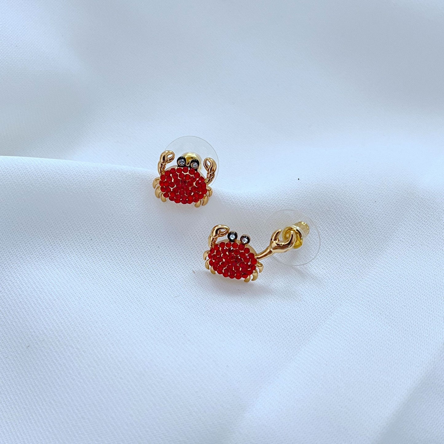 Marine Life Cute Little Crab Shape Asymmetric Stud Earrings Necklace-Jewearrings