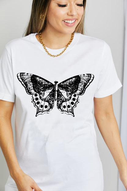 Simply Love Full Size Butterfly Graphic Cotton T-Shirt-Jewearrings