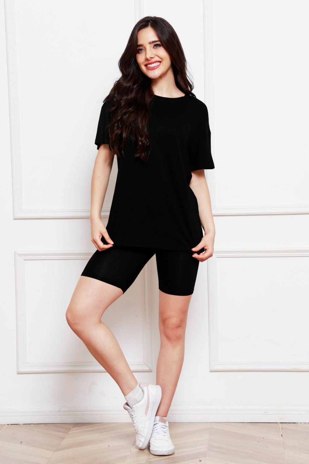 Round Neck Short Sleeve T-Shirt and Shorts Set-Jewearrings