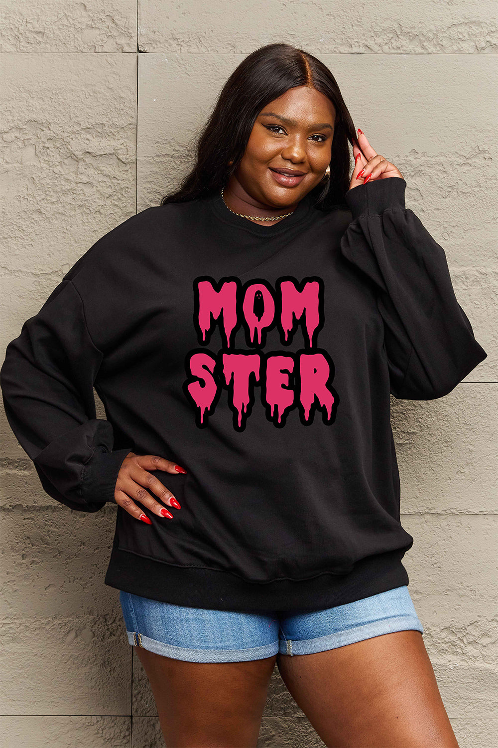 Simply Love Full Size MOM STER Graphic Sweatshirt-Jewearrings