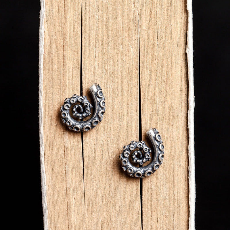 Octopus Claw Tentacle Stud Earrings Gram Style Vintage Silver Earrings For Men And Women Earrings Ear Studs-Jewearrings