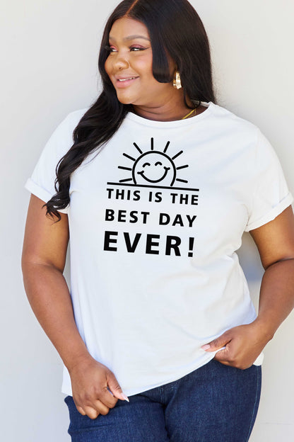 Simply Love Full Size THIS IS THE BEST DAY EVER! Graphic Cotton T-Shirt-Jewearrings