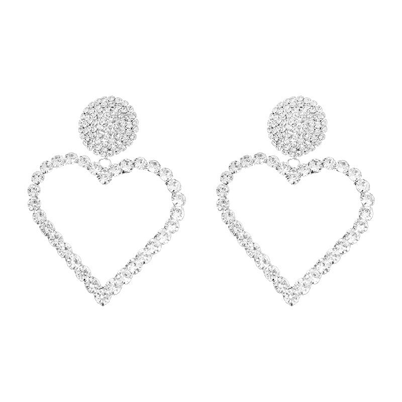 Silver Needle European And American Fashion Exaggerated Love Earrings-Jewearrings