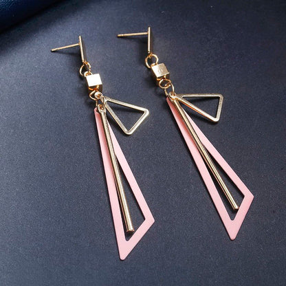 Korean Long Statement Geometric Triangle Tassel Dangle Drop Earrings For Women Earrings Fashion Jewelry Oorbellen Brincos-Jewearrings