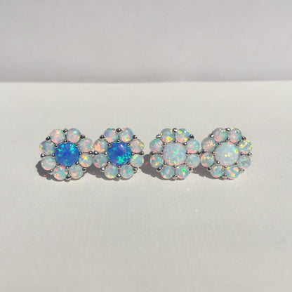 S925 Sterling Silver Opal Flower Earrings Opal Opal Jewelry-Jewearrings