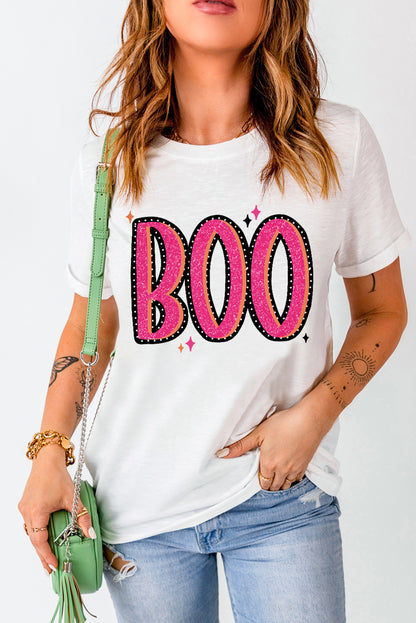 BOO Graphic Short Sleeve Round Neck T-Shirt-Jewearrings