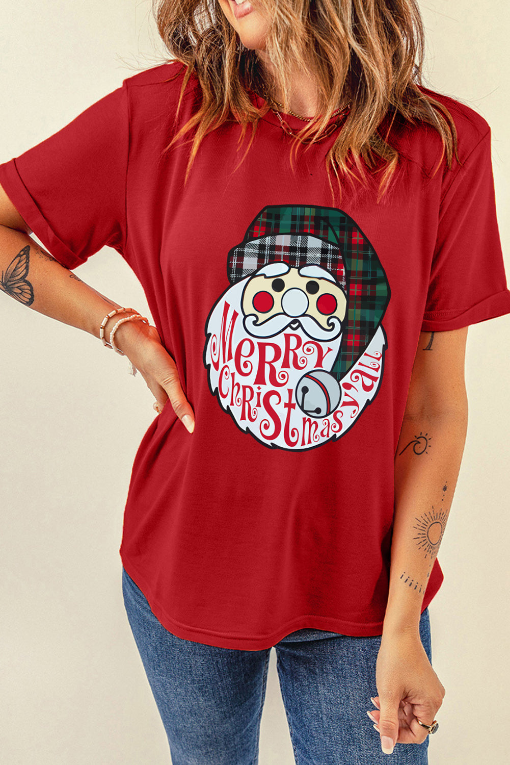 Santa Graphic Short Sleeve T-Shirt-Jewearrings