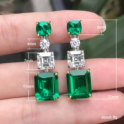 Light Luxury Emerald Cut Zircon Earrings-Jewearrings