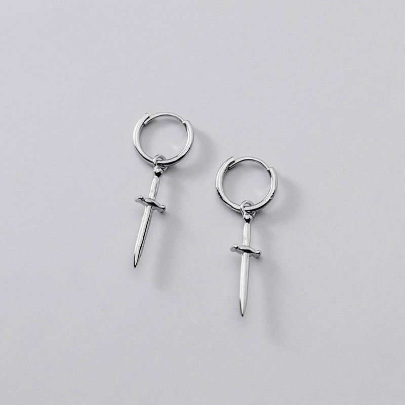 Glossy Cross Sword Creative Personality Earrings-Jewearrings