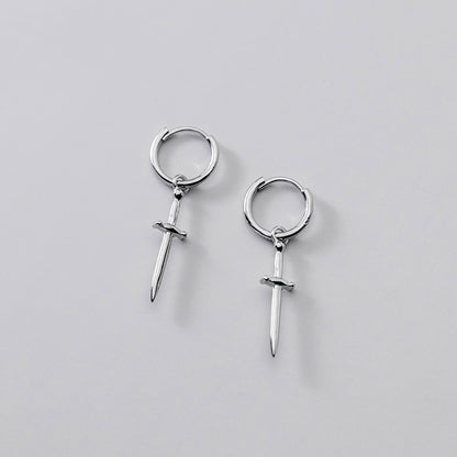 Glossy Cross Sword Creative Personality Earrings-Jewearrings