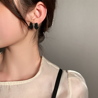 Red Black Color Bowknot Dangle Earrings For Girl Korean Sweet Women Fashion Jewelry-Jewearrings